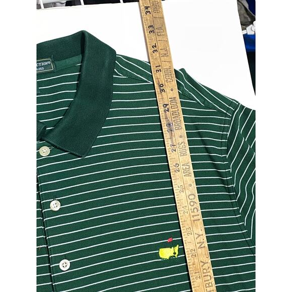 Masters Collection Shirt Green Stripe Short Sleeve 60's Two Ply Polo Mens XL - Picture 4 of 10